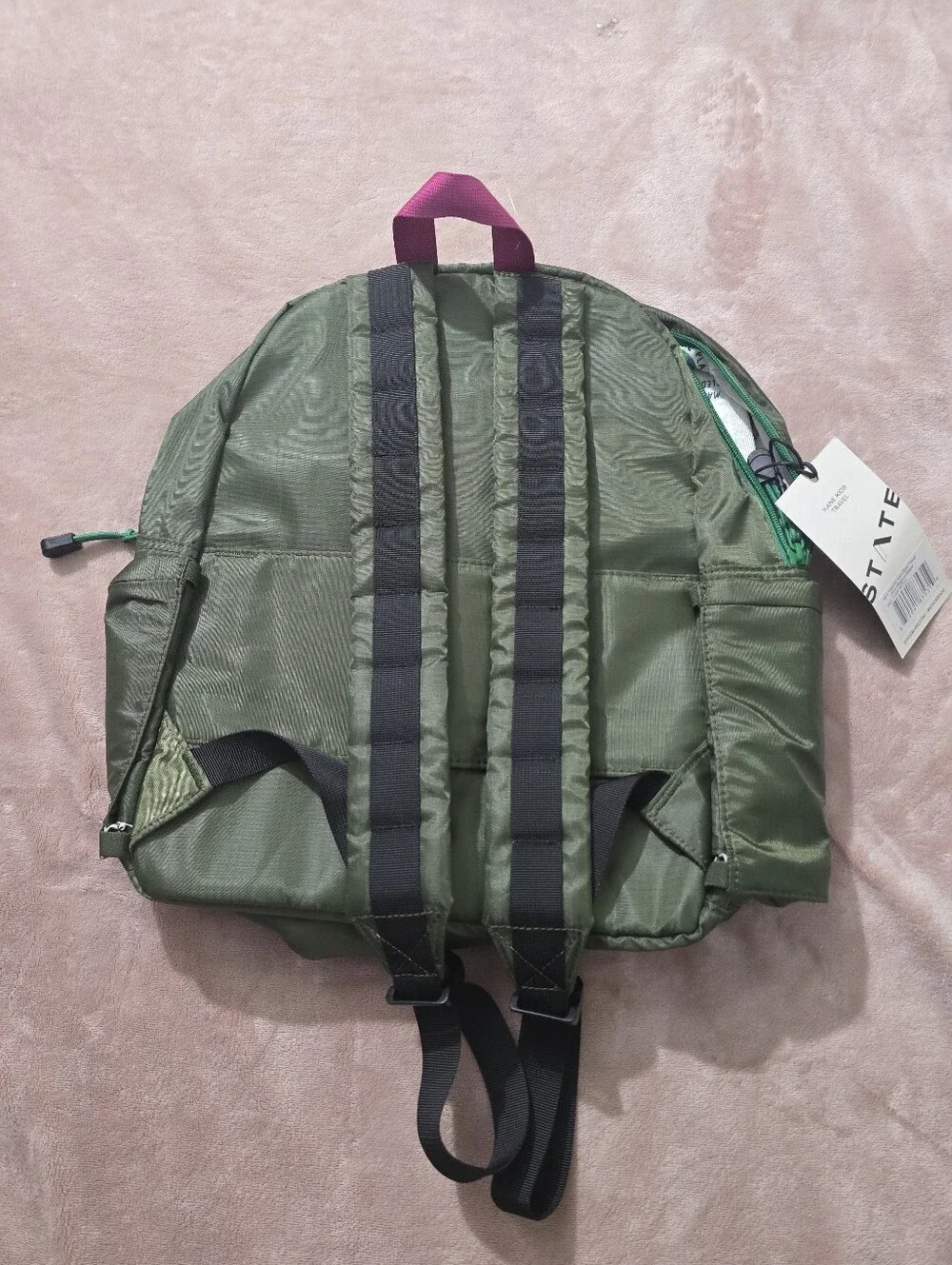 State Bags Kane Kids Travel Backpack Olive Diagonal Zipper